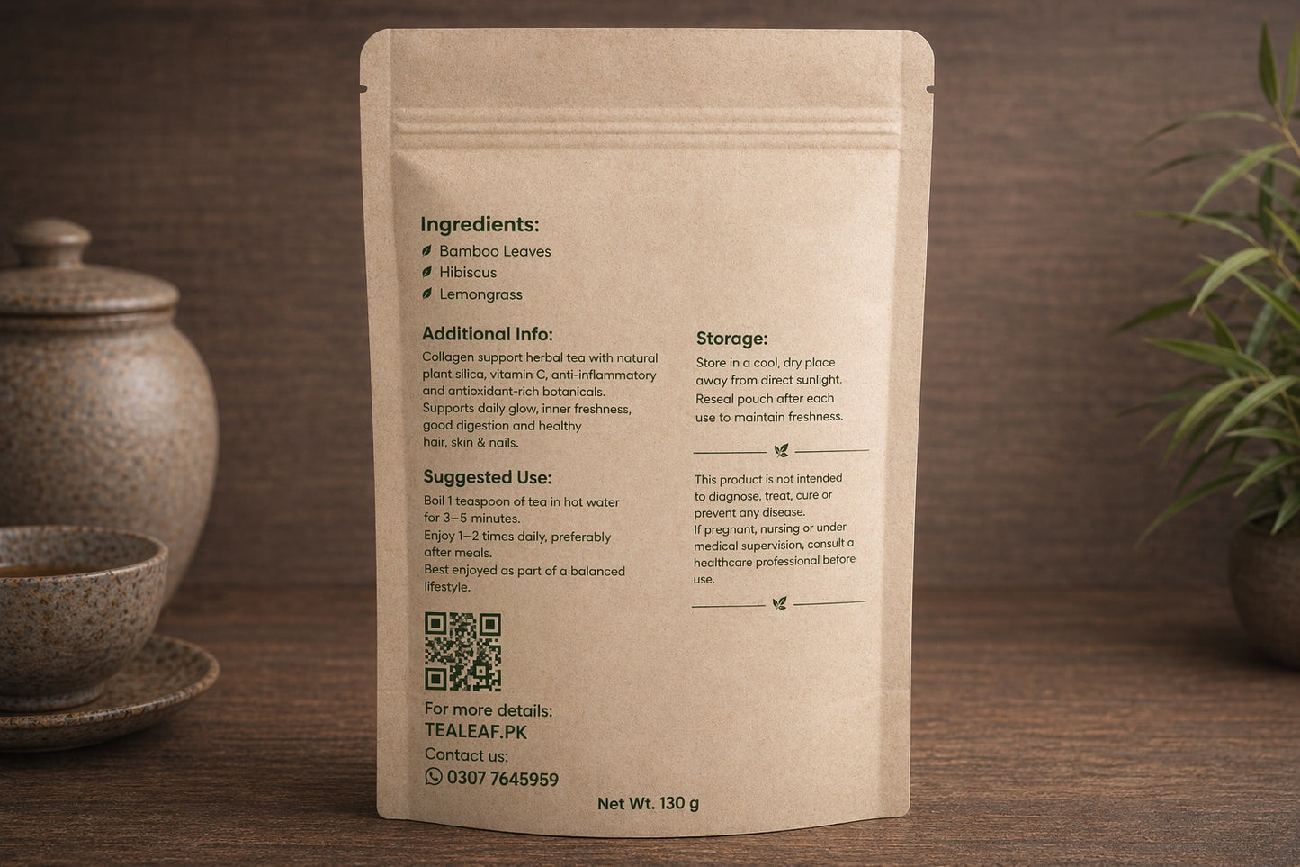 Beauty Tea – Bamboo Leaves Tea – Collagen Support Herbal Tea with plant silica, Vitamin C and Anti-Oxidants
